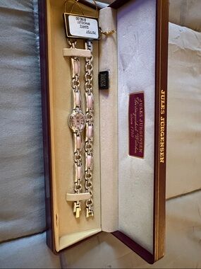 Jules Jurgensen Silver-tone Pink Link Bracelet Watch and bracelet